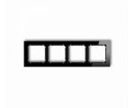 Ramka uniwersalna poczwórna - efekt szkła (ramka: czarna, spód: czarny), Czarny Karlik Deco 12-12-DRS-4