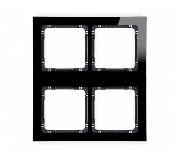 Ramka modułowa 4 krotna (2 poziom, 2 pion) - efekt szkła (ramka czarna, spód czarny), Czarny Karlik Deco 12-12-DRSM-2x2