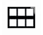 Ramka modułowa 6 krotna (3 poziom, 2 pion) - efekt szkła (ramka czarna, spód czarny), Czarny Karlik Deco 12-12-DRSM-3x2