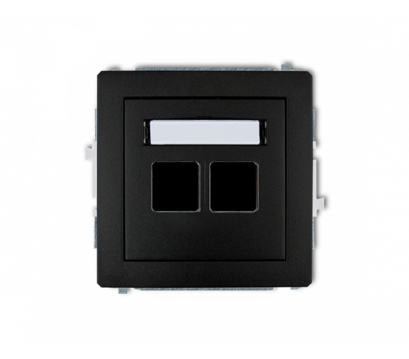 Gniazdo multimedialne podwójne bez modułu (standard Keystone), Czarny Mat Karlik Deco 12DGM-2P