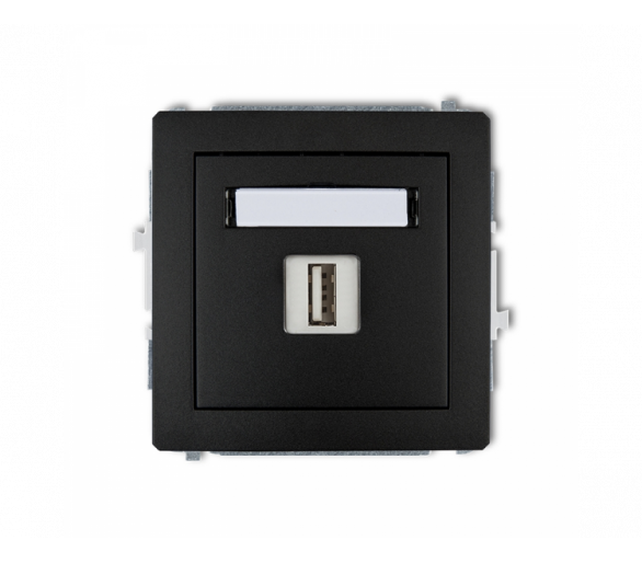 Gniazdo pojedyncze USB A-A 2.0, Czarny Mat Karlik Deco 12DGUSB-1