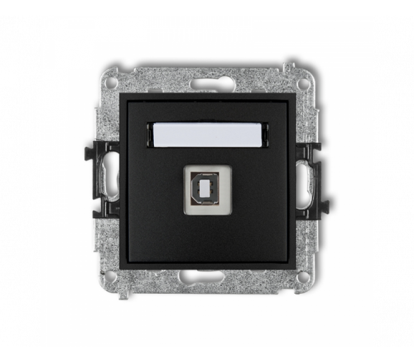 Gniazdo pojedyncze USB A-B 2.0, Czarny Mat Karlik Mini 12MGUSB-3