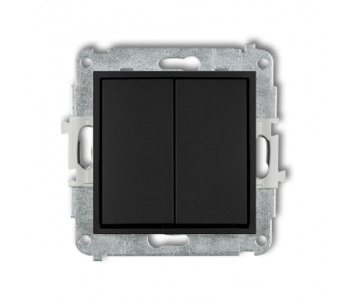 Przycisk zwierny, podwójny (dwa klawisze bez piktogramów, wspólne zasilanie), Czarny Mat Karlik Mini 12MWP-44.1