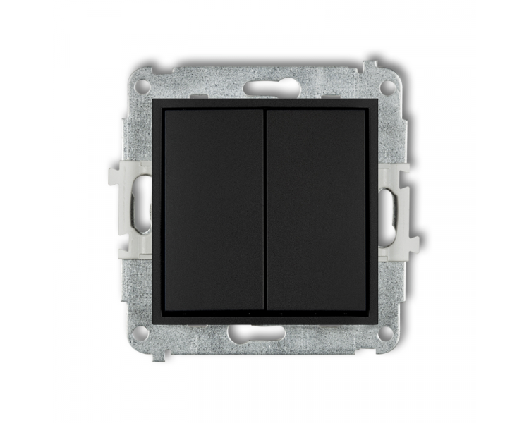 Przycisk zwierny, podwójny (dwa klawisze bez piktogramów, wspólne zasilanie), Czarny Mat Karlik Mini 12MWP-44.1