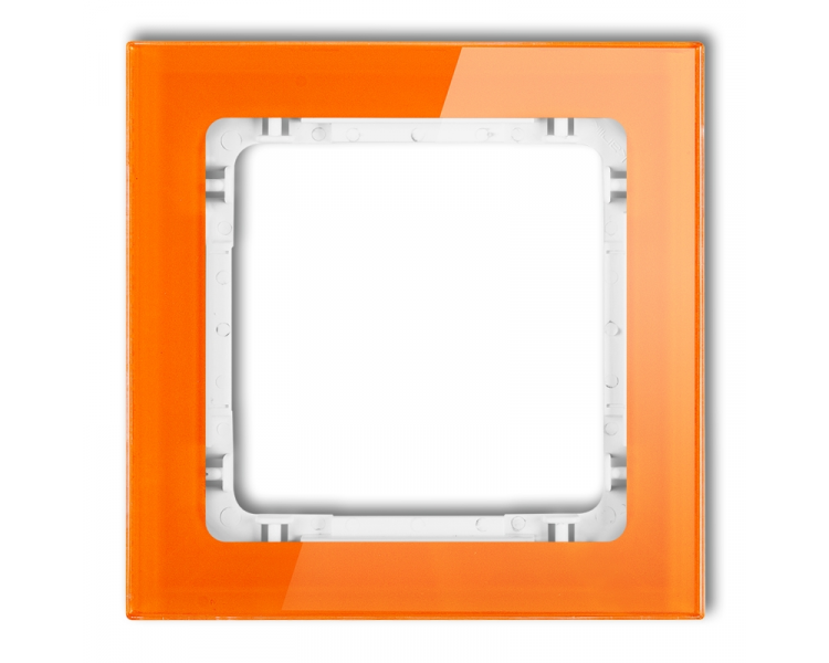 Ramka uniwersalna pojedyncza - efekt szkła (ramka: pomarańczowa, spód: biały), Pomarańczowy Karlik Deco 13-0-DRS-1