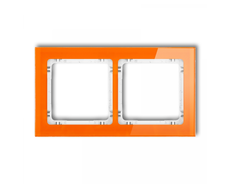 Ramka uniwersalna podwójna - efekt szkła (ramka: pomarańczowa, spód: biały), Pomarańczowy Karlik Deco 13-0-DRS-2