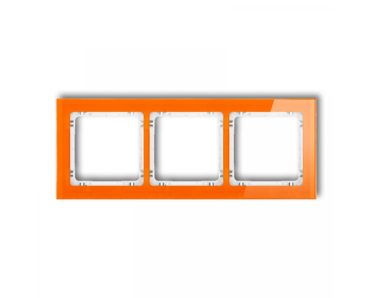 Ramka uniwersalna potrójna - efekt szkła (ramka: pomarańczowa, spód: biały), Pomarańczowy Karlik Deco 13-0-DRS-3