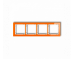 Ramka uniwersalna poczwórna - efekt szkła (ramka: pomarańczowa, spód: biały), Pomarańczowy Karlik Deco 13-0-DRS-4
