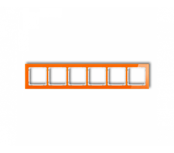 Ramka uniwersalna sześciokrotna - efekt szkła (ramka: pomarańczowa, spód: biały), Pomarańczowy Karlik Deco 13-0-DRS-6