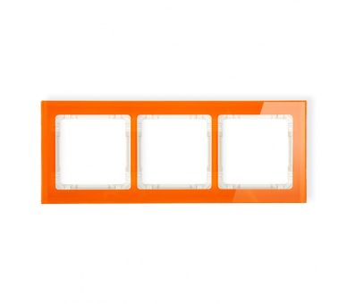 Ramka uniwersalna potrójna - efekt szkła (ramka: pomarańczowa, spód: beżowy), Pomarańczowy Karlik Deco 13-1-DRS-3