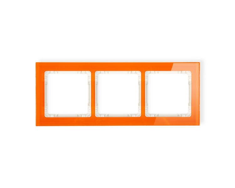Ramka uniwersalna potrójna - efekt szkła (ramka: pomarańczowa, spód: beżowy), Pomarańczowy Karlik Deco 13-1-DRS-3