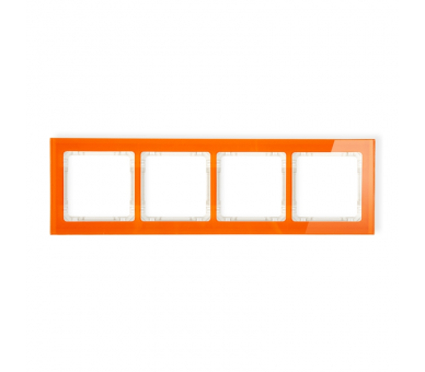 Ramka uniwersalna poczwórna - efekt szkła (ramka: pomarańczowa, spód: beżowy), Pomarańczowy Karlik Deco 13-1-DRS-4