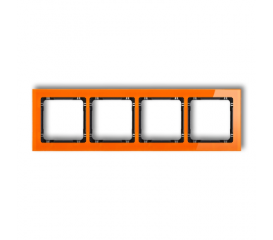 Ramka uniwersalna poczwórna - efekt szkła (ramka: pomarańczowa, spód: czarny), Pomarańczowy Karlik Deco 13-12-DRS-4
