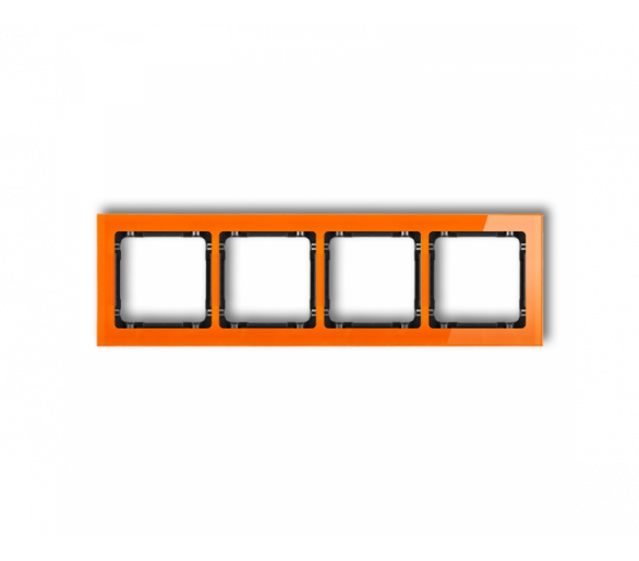 Ramka uniwersalna poczwórna - efekt szkła (ramka: pomarańczowa, spód: czarny), Pomarańczowy Karlik Deco 13-12-DRS-4