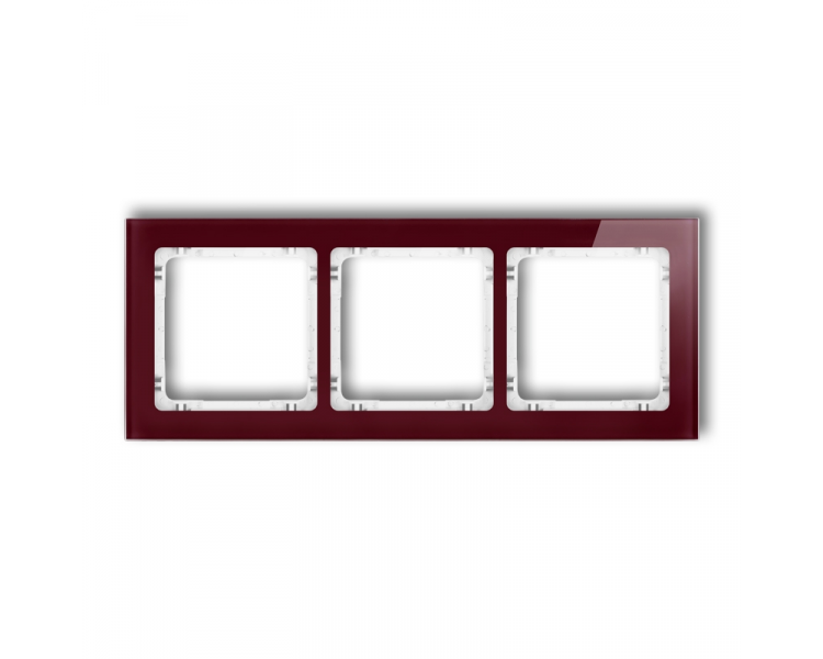Ramka uniwersalna potrójna - efekt szkła (ramka: bordowa, spód: biały), Bordowy Karlik Deco 14-0-DRS-3