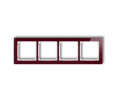 Ramka uniwersalna poczwórna - efekt szkła (ramka: bordowa, spód: biały), Bordowy Karlik Deco 14-0-DRS-4