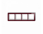 Ramka uniwersalna poczwórna - efekt szkła (ramka: bordowa, spód: biały), Bordowy Karlik Deco 14-0-DRS-4