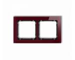 Ramka uniwersalna podwójna - efekt szkła (ramka: bordowa, spód: czarny), Bordowy Karlik Deco 14-12-DRS-2