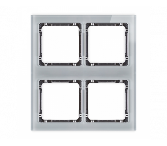 Ramka modułowa 4 krotna (2 poziom, 2 pion) - efekt szkła (ramka szara, spód grafitowy), Szary Karlik Deco 15-11-DRSM-2x2