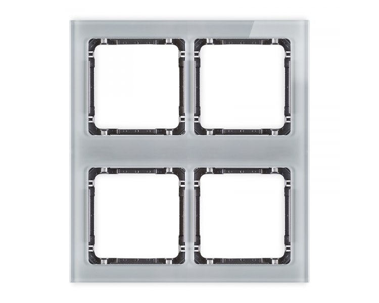 Ramka modułowa 4 krotna (2 poziom, 2 pion) - efekt szkła (ramka szara, spód grafitowy), Szary Karlik Deco 15-11-DRSM-2x2