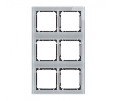 Ramka modułowa 6 krotna (2 poziom, 3 pion) - efekt szkła (ramka szara, spód grafitowy), Szary Karlik Deco 15-11-DRSM-2x3
