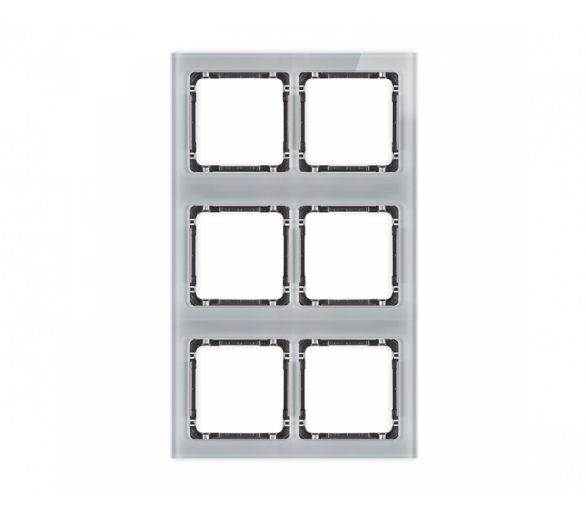 Ramka modułowa 6 krotna (2 poziom, 3 pion) - efekt szkła (ramka szara, spód grafitowy), Szary Karlik Deco 15-11-DRSM-2x3