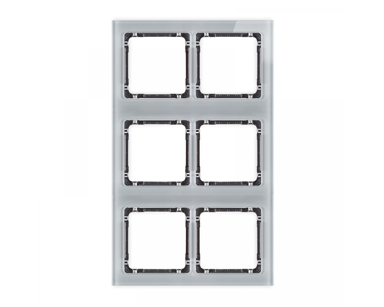 Ramka modułowa 6 krotna (2 poziom, 3 pion) - efekt szkła (ramka szara, spód grafitowy), Szary Karlik Deco 15-11-DRSM-2x3