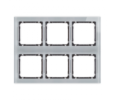 Ramka modułowa 6 krotna (3 poziom, 2 pion) - efekt szkła (ramka szara, spód grafitowy), Szary Karlik Deco 15-11-DRSM-3x2