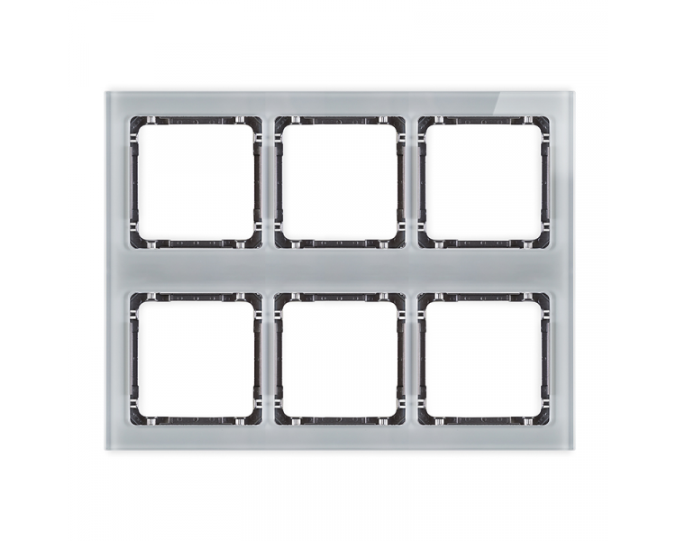 Ramka modułowa 6 krotna (3 poziom, 2 pion) - efekt szkła (ramka szara, spód grafitowy), Szary Karlik Deco 15-11-DRSM-3x2