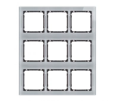 Ramka modułowa 9 krotna (3 poziom, 3 pion) - efekt szkła (ramka szara, spód grafitowy), Szary Karlik Deco 15-11-DRSM-3x3