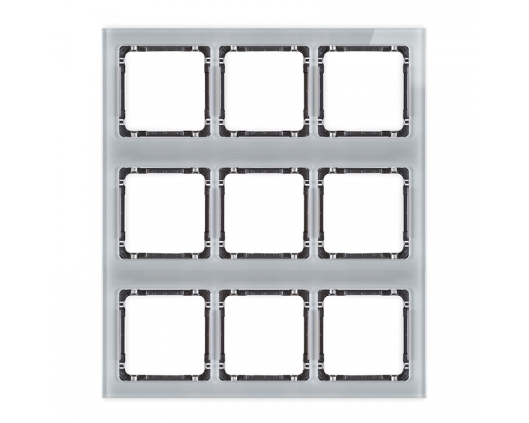 Ramka modułowa 9 krotna (3 poziom, 3 pion) - efekt szkła (ramka szara, spód grafitowy), Szary Karlik Deco 15-11-DRSM-3x3