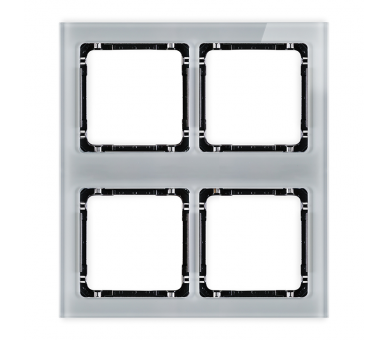 Ramka modułowa 4 krotna (2 poziom, 2 pion) - efekt szkła (ramka szara, spód czarny), Szary Karlik Deco 15-12-DRSM-2x2