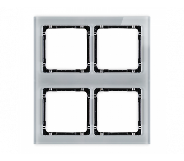 Ramka modułowa 4 krotna (2 poziom, 2 pion) - efekt szkła (ramka szara, spód czarny), Szary Karlik Deco 15-12-DRSM-2x2