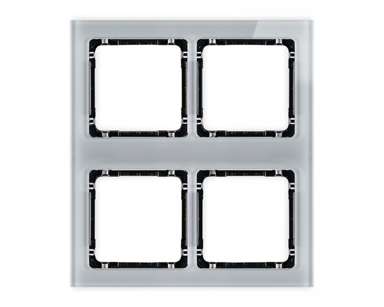 Ramka modułowa 4 krotna (2 poziom, 2 pion) - efekt szkła (ramka szara, spód czarny), Szary Karlik Deco 15-12-DRSM-2x2