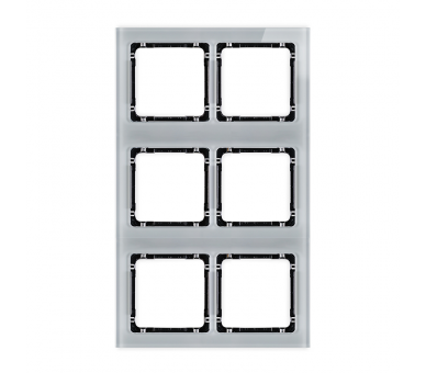 Ramka modułowa 6 krotna (2 poziom, 3 pion) - efekt szkła (ramka szara, spód czarny), Szary Karlik Deco 15-12-DRSM-2x3