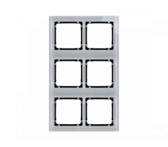 Ramka modułowa 6 krotna (2 poziom, 3 pion) - efekt szkła (ramka szara, spód czarny), Szary Karlik Deco 15-12-DRSM-2x3