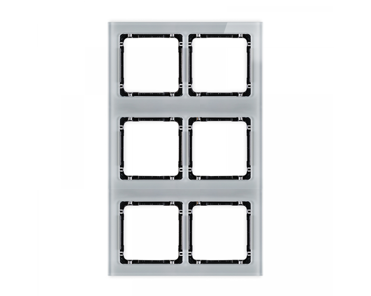 Ramka modułowa 6 krotna (2 poziom, 3 pion) - efekt szkła (ramka szara, spód czarny), Szary Karlik Deco 15-12-DRSM-2x3