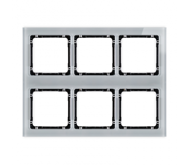 Ramka modułowa 6 krotna (3 poziom, 2 pion) - efekt szkła (ramka szara, spód czarny), Szary Karlik Deco 15-12-DRSM-3x2