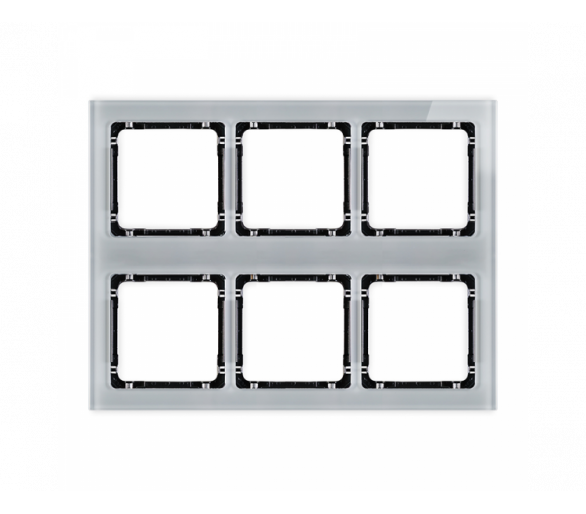 Ramka modułowa 6 krotna (3 poziom, 2 pion) - efekt szkła (ramka szara, spód czarny), Szary Karlik Deco 15-12-DRSM-3x2