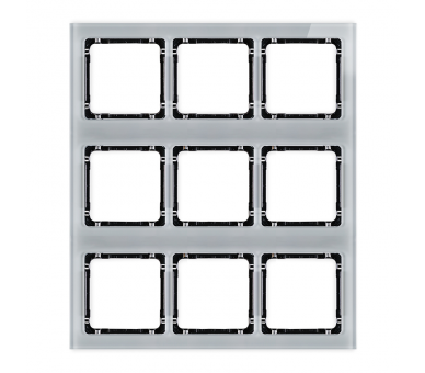 Ramka modułowa 9 krotna (3 poziom, 3 pion) - efekt szkła (ramka szara, spód czarny), Szary Karlik Deco 15-12-DRSM-3x3