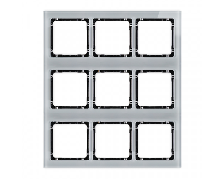 Ramka modułowa 9 krotna (3 poziom, 3 pion) - efekt szkła (ramka szara, spód czarny), Szary Karlik Deco 15-12-DRSM-3x3