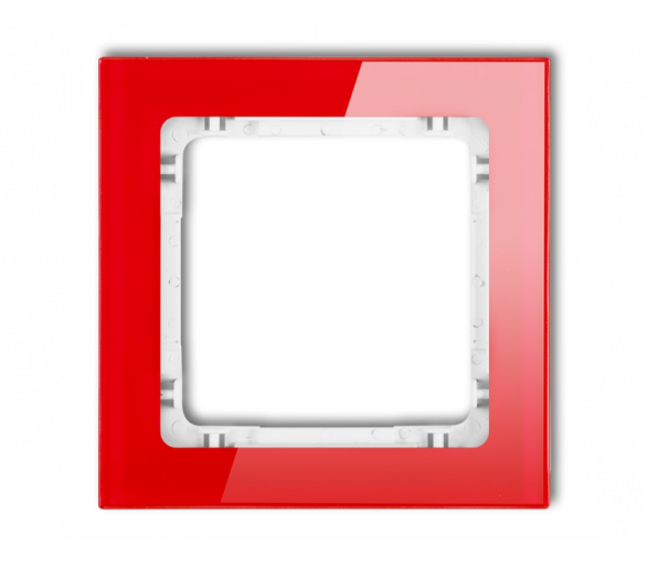 Ramka uniwersalna pojedyncza - efekt szkła (ramka: czerwona, spód: biały), Czerwony Karlik Deco 17-0-DRS-1