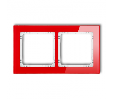 Ramka uniwersalna podwójna - efekt szkła (ramka: czerwona, spód: biały), Czerwony Karlik Deco 17-0-DRS-2