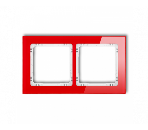 Ramka uniwersalna podwójna - efekt szkła (ramka: czerwona, spód: biały), Czerwony Karlik Deco 17-0-DRS-2