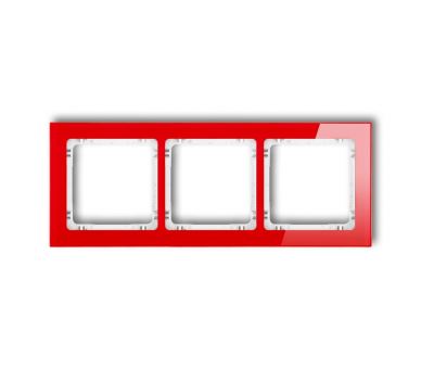 Ramka uniwersalna potrójna - efekt szkła (ramka: czerwona, spód: biały), Czerwony Karlik Deco 17-0-DRS-3