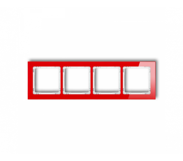 Ramka uniwersalna poczwórna - efekt szkła (ramka: czerwona, spód: biały), Czerwony Karlik Deco 17-0-DRS-4