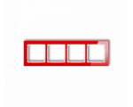Ramka uniwersalna poczwórna - efekt szkła (ramka: czerwona, spód: biały), Czerwony Karlik Deco 17-0-DRS-4
