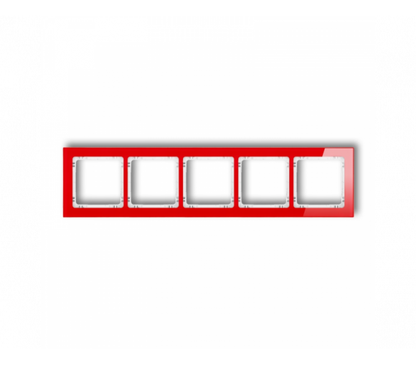 Ramka uniwersalna pięciokrotna - efekt szkła (ramka: czerwona, spód: biały), Czerwony Karlik Deco 17-0-DRS-5