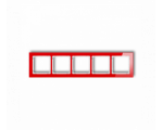 Ramka uniwersalna pięciokrotna - efekt szkła (ramka: czerwona, spód: biały), Czerwony Karlik Deco 17-0-DRS-5