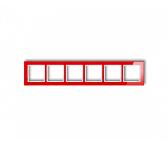 Ramka uniwersalna sześciokrotna - efekt szkła (ramka: czerwona, spód: biały), Czerwony Karlik Deco 17-0-DRS-6